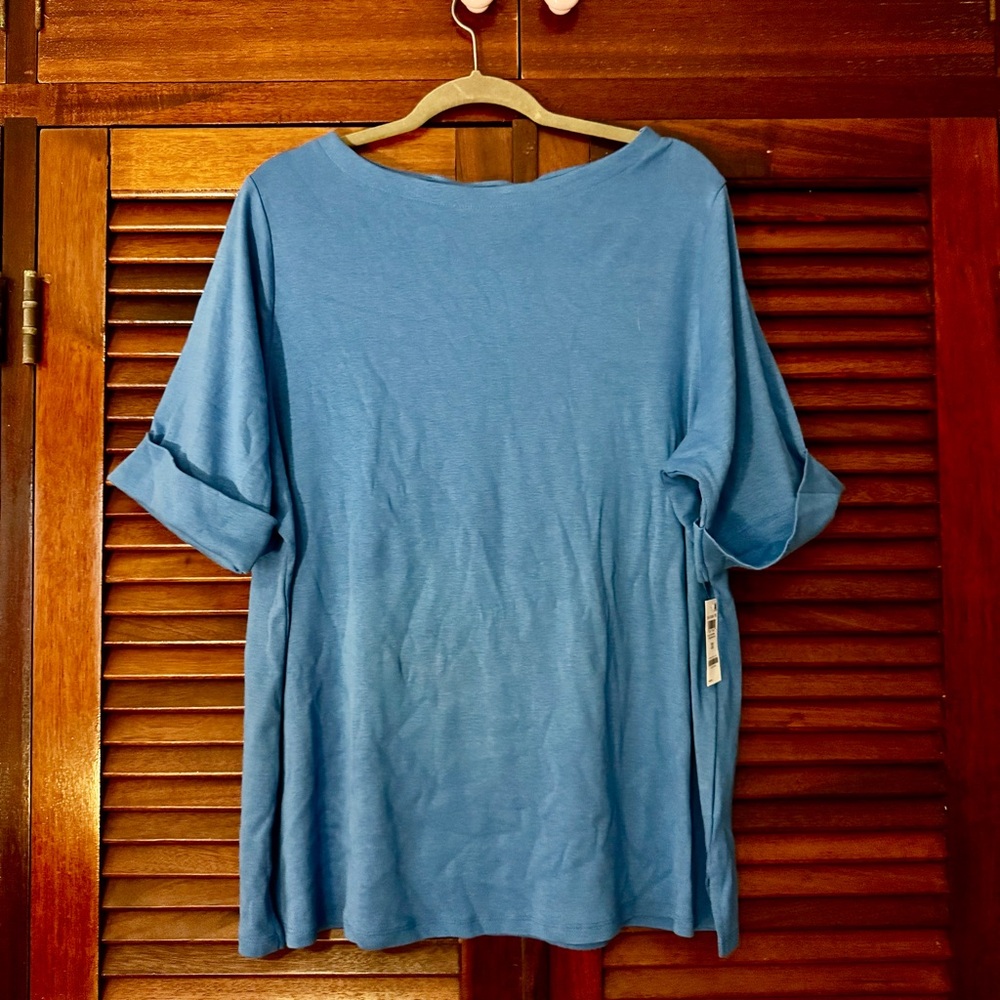 Style & Co. Casual Blue Short Sleeve Top